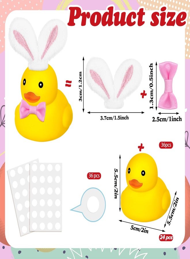 Liliful 36 Pcs Easter Rabbit Ear Tie Duck Easter Rubber Duck with Plush Rabbit Ears Small Bow Mini Floating Squeaky Rubber Ducks Bath Toys for Baby Shower Holiday Decor Home Birthday - Image 2