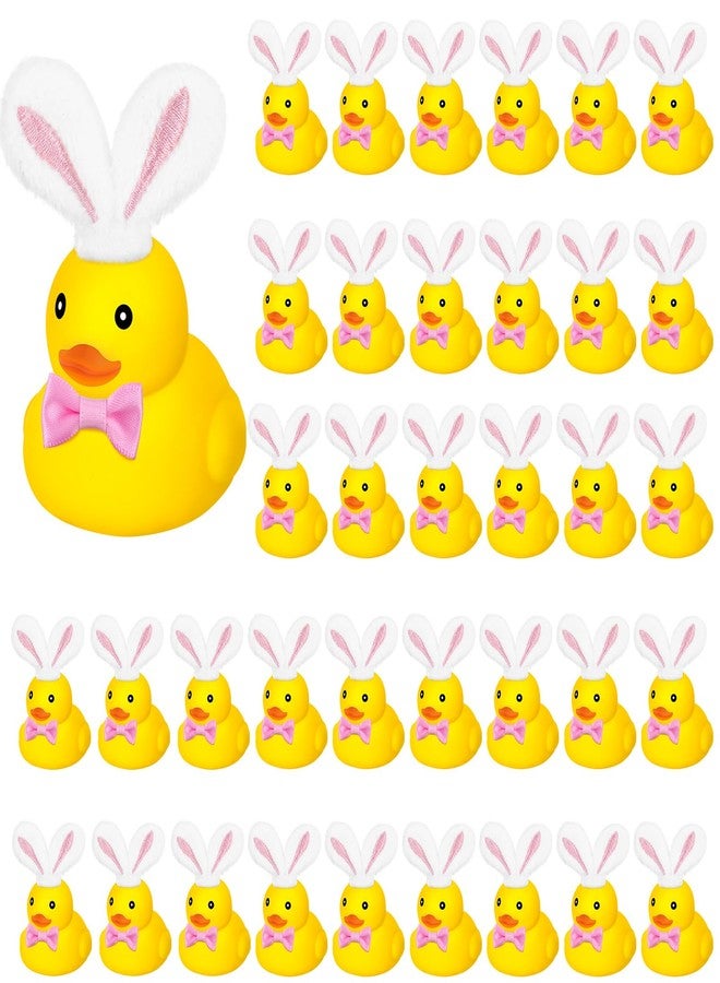 Liliful 36 Pcs Easter Rabbit Ear Tie Duck Easter Rubber Duck with Plush Rabbit Ears Small Bow Mini Floating Squeaky Rubber Ducks Bath Toys for Baby Shower Holiday Decor Home Birthday - Image 1