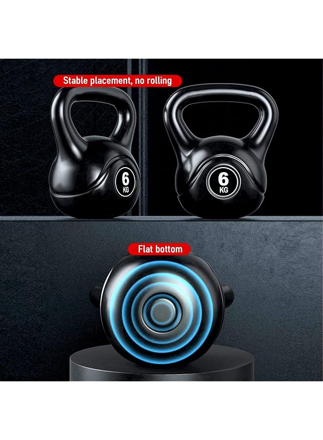 Sky Land Fitness Vinyl Kettlebell Dumbbell Black Strength Training Weights For Home Gym Full Body Exercises Kettlebell 6Kg - Image 5