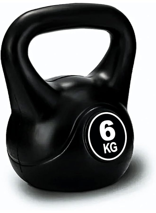 Sky Land Fitness Vinyl Kettlebell Dumbbell Black Strength Training Weights For Home Gym Full Body Exercises Kettlebell 6Kg - Image 1