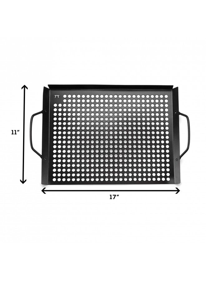 Outset QD81, Non-Stick Grill Grid with Handles, Black, 17" x 11" - Image 5