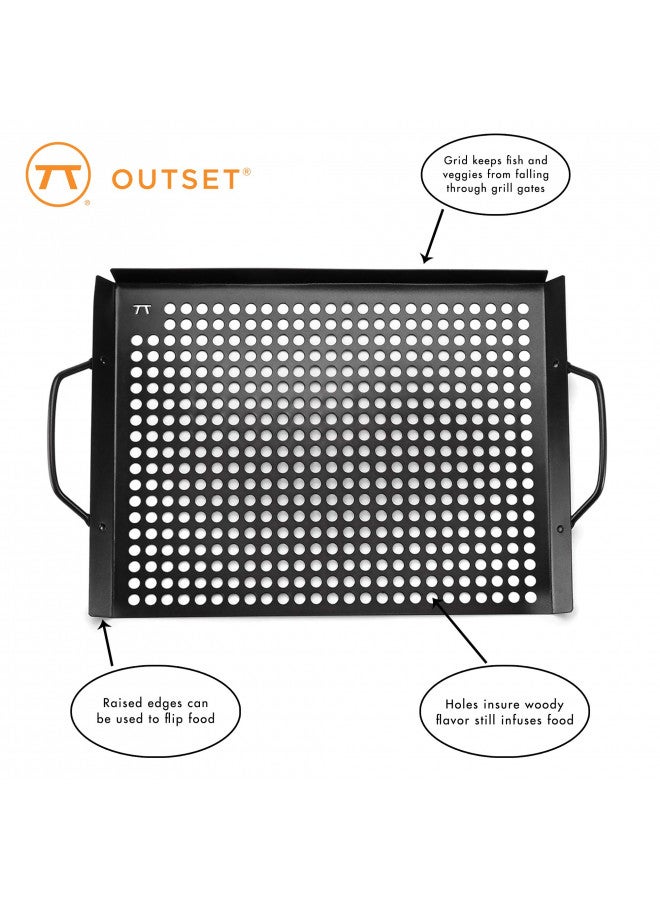 Outset QD81, Non-Stick Grill Grid with Handles, Black, 17" x 11" - Image 4