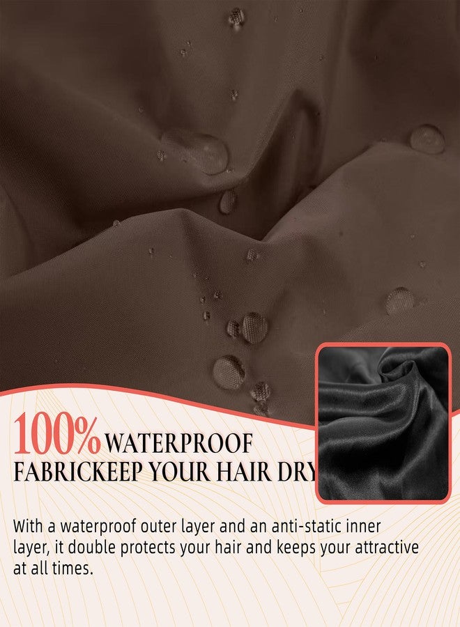 Edoneery Extra Large Shower Cap for Women, Reusable Waterproof Shower Bonnet with Satin Lining, Double Layer Washable Bath Hair Cap for Braids, Locs, Long Thick Curly Hair, Natural Hair(Big Dark Coffee - Image 5