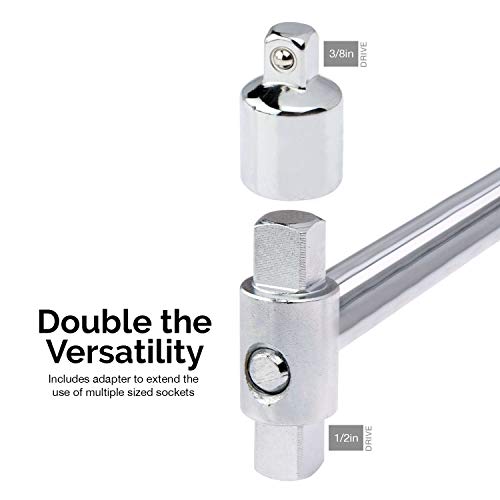 Tooluxe 03703L Dual Drive Beam Style Torque Wrench | 3/8” & ½” Drives | 17” Length | 0-150 Ft-Lbs | SAE | Premium Steel Alloy - Image 3