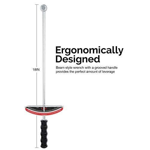 Tooluxe 03703L Dual Drive Beam Style Torque Wrench | 3/8” & ½” Drives | 17” Length | 0-150 Ft-Lbs | SAE | Premium Steel Alloy - Image 4