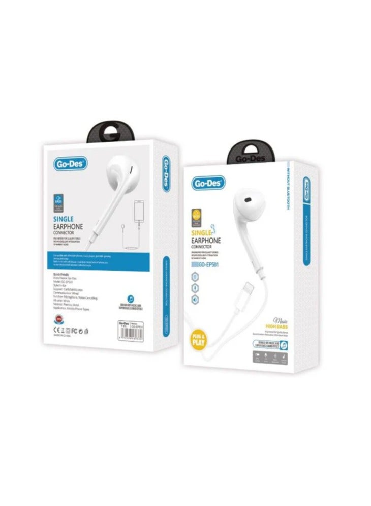 GO-DES Go Des Single Earphone Connector White - Image 1