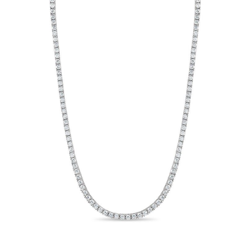 GLD Round Cut Tennis Necklace - 3MM, 16" White Gold-Plated Iced Out Tennis Chain for Men and Women - Designed in Miami - Built to Last - Image 1