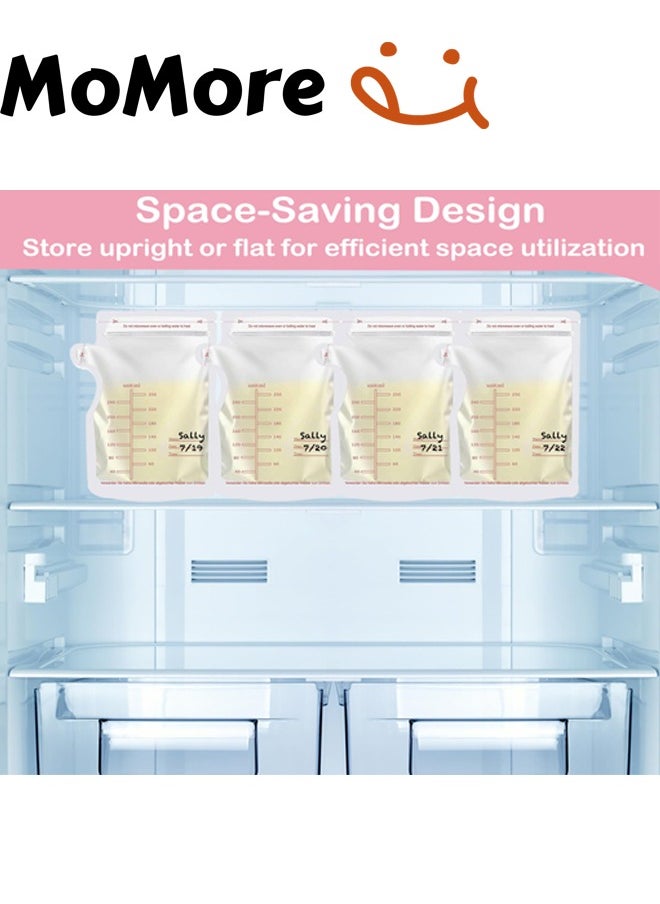 120 Piece Baby Self-standing Bottom Design Breast Milk Storage Bags With Double Zipper With 1 Marking Pen, 250 ML