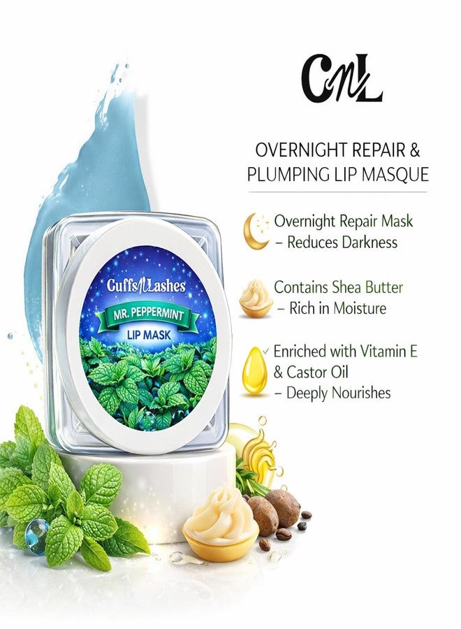 Cuffs N Lashes Lush Lips Intensive Recovery Mask - Mr.Peppermint | Overnight Repair Mask | Paraben-Free | Enriched with Vitamin E, Shea Butter &Castor Seed Oil - Image 2