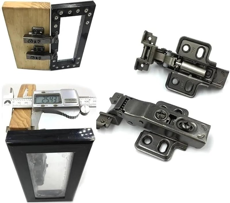2 Pcs Full Overlay Gun Black Buffer Hinge Hydraulic Damping For Glass Door Cabinet - Image 3