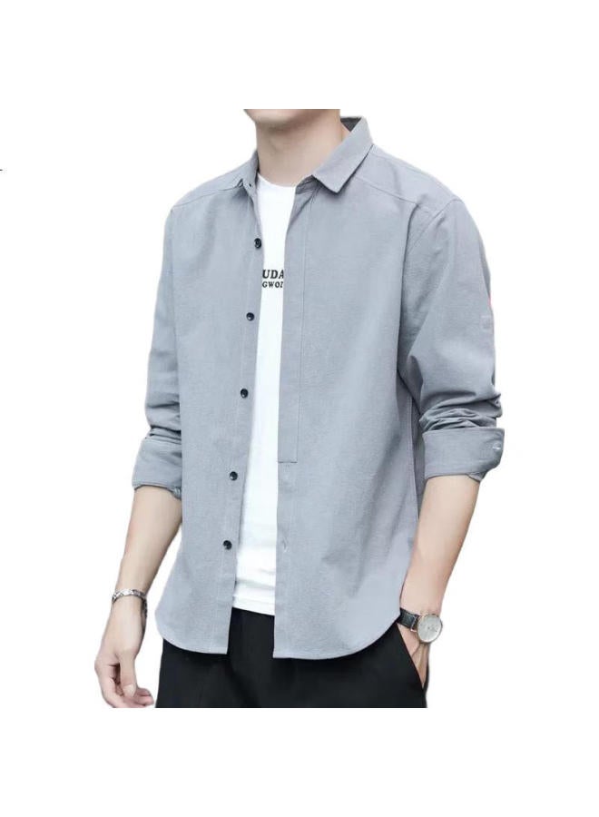 Tucano Men's Casual Long Sleeve Shirt Men's Spring Loose Trendy Handsome Jacket Top Men's Khaki M - Image 3