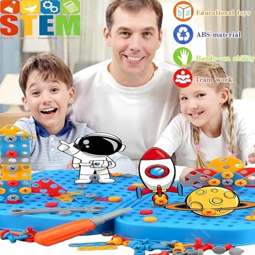 PLUSPOINT Astronaut Drill Toy for Boys 228pc Kids Space Theme 3D STEM Construction Puzzle Electric Working Drill Toy with Fix Tool Box,Engineering Building Kits, Brithday for Boys 3-9 Yrs Old - Image 2
