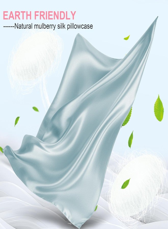 LYSHIN Mulberry Silk Pillow Cases Standard Size with Hidden Zipper, Ultra Smooth and Soft Breathable Cooling Silk Satin Pillowcase for Hair and Skin, Gifts for Women Men (Haze Blue, 20x26 Inches, 1 Pack) - Image 2