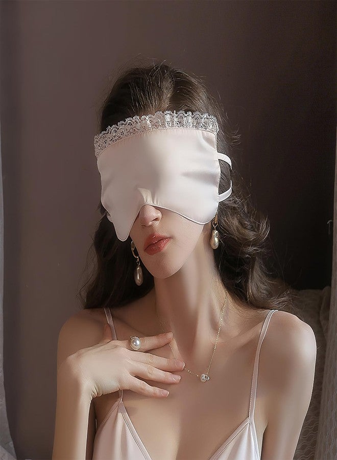 FRESHME Silk Sleeping Blindfolds Eye Mask - Pink Mysterious Adjustable Block Light Eye Sleep Mask for Costume Parties Valentine, Smooth Breathable Eyes Cover for Women Bed Night Sleeping Time Gift - Image 2