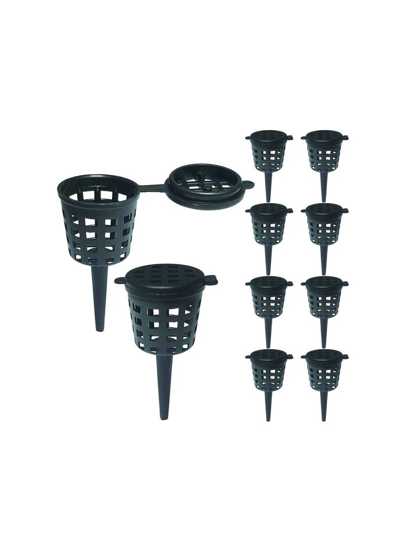 Garden Fertilizer Mesh Baskets Set, Plastic Portable Aquarium Nursery Pots Nutrition Plant Food Net Pot for Succulent Orchid Bonsai Plant Tool, Planting Nutrition Cups Bonsai Flower Black (25 Pack) - Image 1