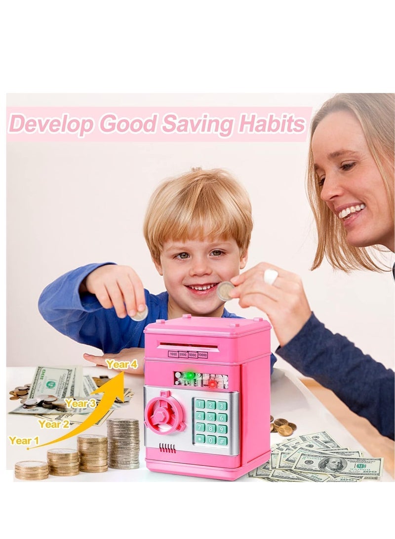 Piggy Bank for Girls 4-11 Years Old,Refasy Kids Safe Bank for Boys Christmas Birthday Gifts Toy for Kids Electronic ATM Money Bank for Money Saving Box Safe Coin Bank Toy Kids Toys Pink - Image 2