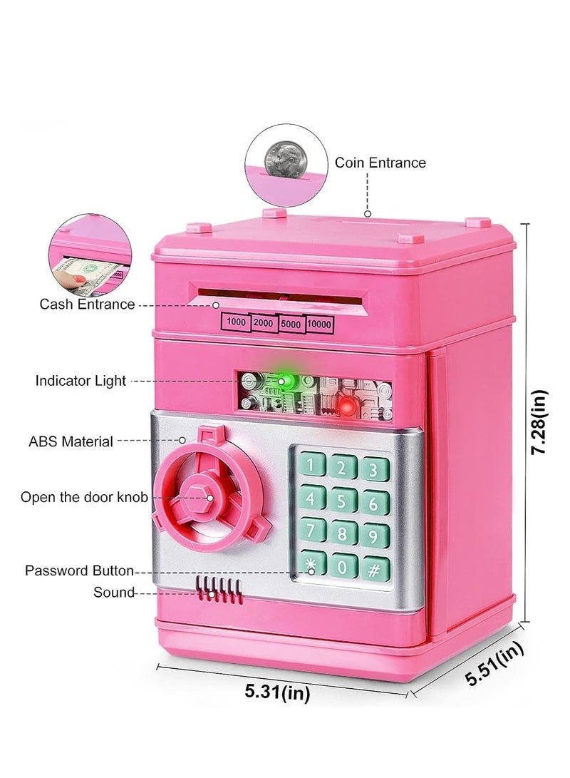 Piggy Bank for Girls 4-11 Years Old,Refasy Kids Safe Bank for Boys Christmas Birthday Gifts Toy for Kids Electronic ATM Money Bank for Money Saving Box Safe Coin Bank Toy Kids Toys Pink - Image 3