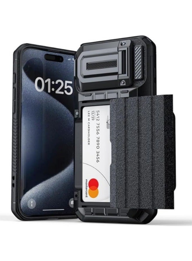 15 Pro Max Case with Card Holder 4 Cards Camera Protection Cover Kickstand Grade Drop Protection  - Image 1