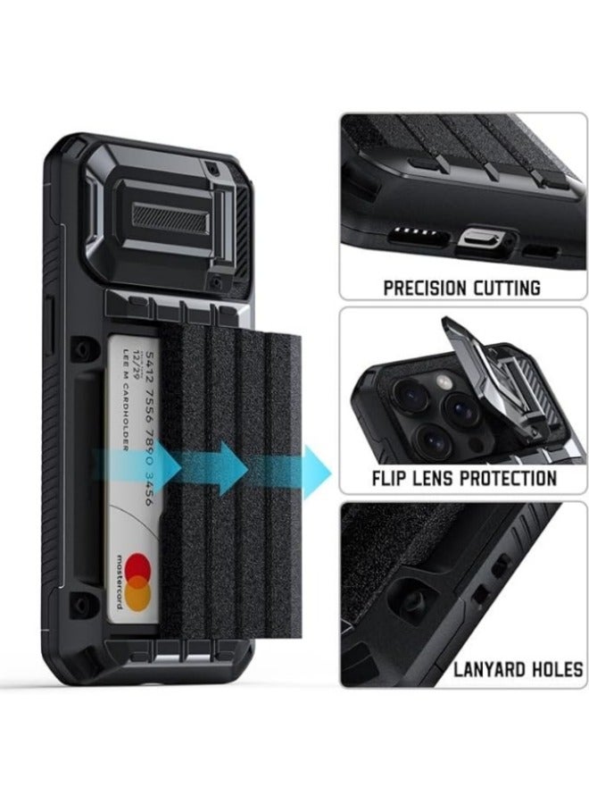 15 Pro Max Case with Card Holder 4 Cards Camera Protection Cover Kickstand Grade Drop Protection  - Image 2