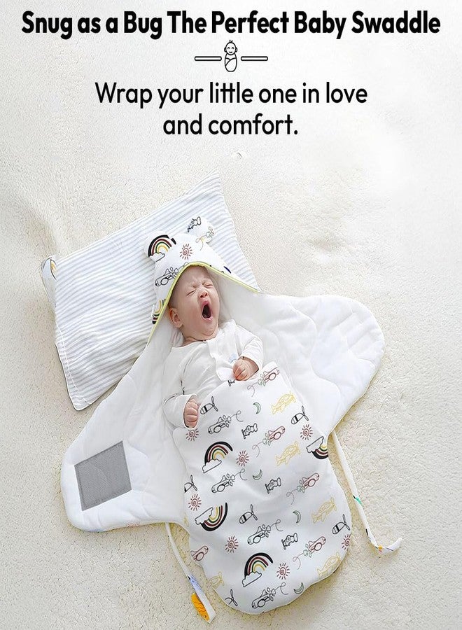 StarAndDaisy Baby Swaddle Wrap for Newborn 0–9 Months, Baby Sleeping Bag Or Blanket, Muslin Swaddle for New Born Baby for All Season (Boys & Girls)-Rainbow Print - Image 2