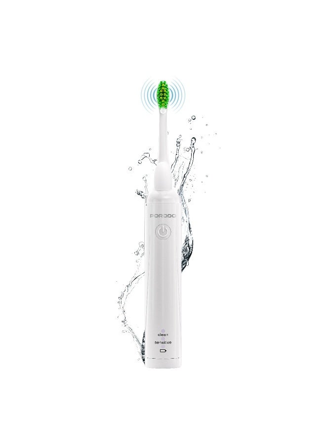 porodo Rechargeable Electric Toothbrush with Dual Cleaning Modes & Water Resistance IPX7 / 180 Days on a Full Charge / Slim Design - White - Image 1