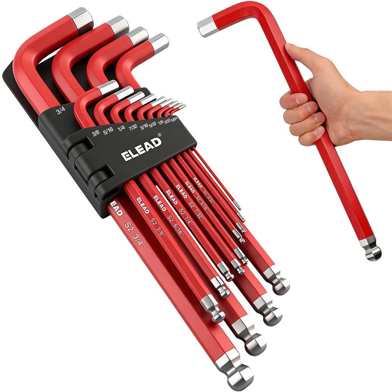 ELEAD Jumbo Hex Key Allen Wrench Set | 13-Piece SAE 5/64"-3/4" | Long Ball End Durable S2 | 4" - 13.5" Long | Automotive | Mechanic | Furniture | Professional Grade Tools - Image 1