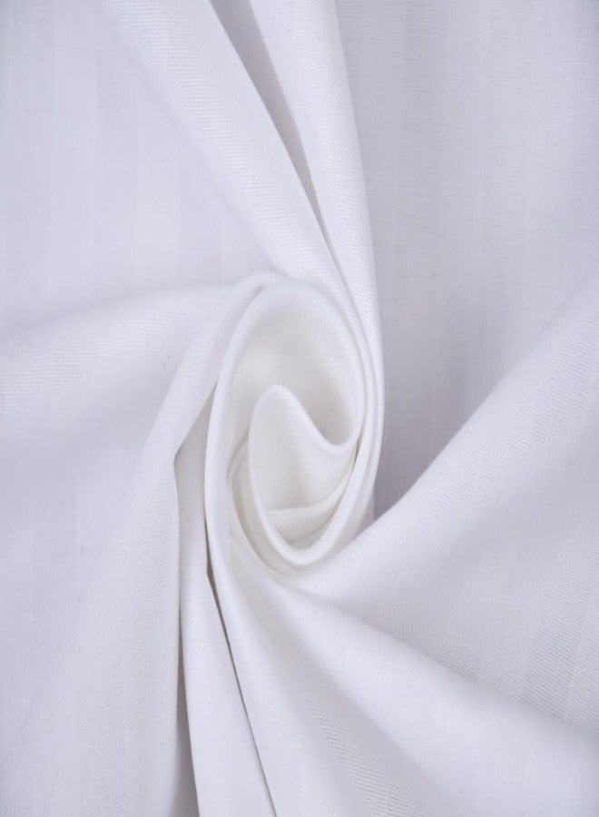 Cool Dealzz 300 TC Hotel Quality 100% Cotton Satin Strip Super Queen Size Double Bed Sheet Set (1 Sheet and 2 Pillow Covers)(95x95 Inches) (Super White) - Image 2