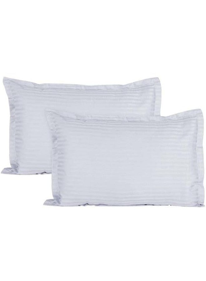 Cool Dealzz 300 TC Hotel Quality 100% Cotton Satin Strip Super Queen Size Double Bed Sheet Set (1 Sheet and 2 Pillow Covers)(95x95 Inches) (Super White) - Image 3