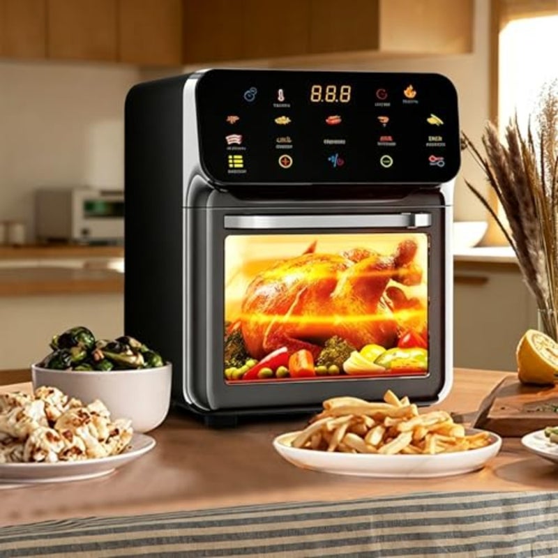 15L Air Fryer Oven, 1350W Convection Oven with Smart Touchscreen, 10 Preset Menus, 80-200°C Temperature Control, 60-Min Timer, 2-Layer Rack for Healthy Oil-Free Cooking - Image 3