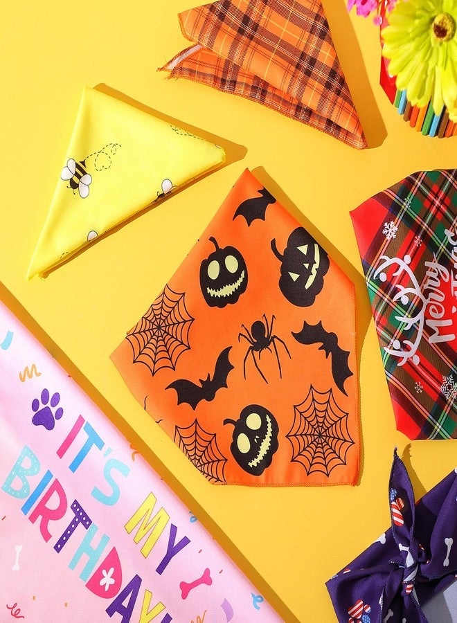 Saintrygo 8 Packs Halloween Dog Bandanas Thanksgiving Day Christmas Holiday Birthday Scarf Adjustable Pet Scarf Pet Bandana for Small Medium Dogs Cats Costume Supply, Classic - Image 5