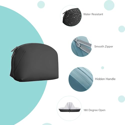 oddpod™ Pu Leather Electronic Gadgets Organizer Bag for Travel/Portable Waterproof Tech Organizer Pouch with Multiple Compartments, 180° Opening Design - Large (Black) - Image 4
