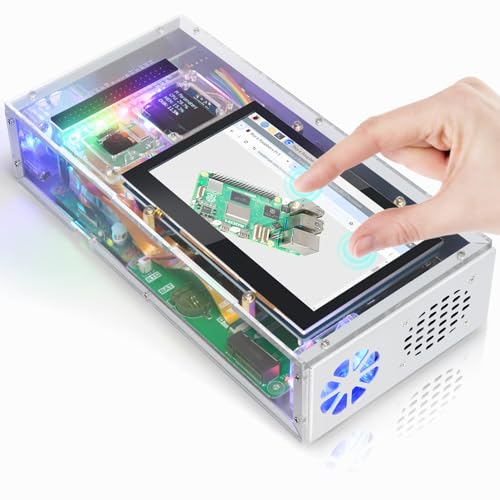 FREENOVE حافظة كمبيوتر FREENOVE Raspberry Pi 5 مع شاشة تعمل باللمس 43 بوصة وفتحة M2 NVMe SSD بسرعة 1231 ميجابايت في الثانية وكاميرا 5 ميجابكسل وشاشة OLED ومكبرات صوت ستيريو 35 مم وصوت بصري SPDIF - Image 1