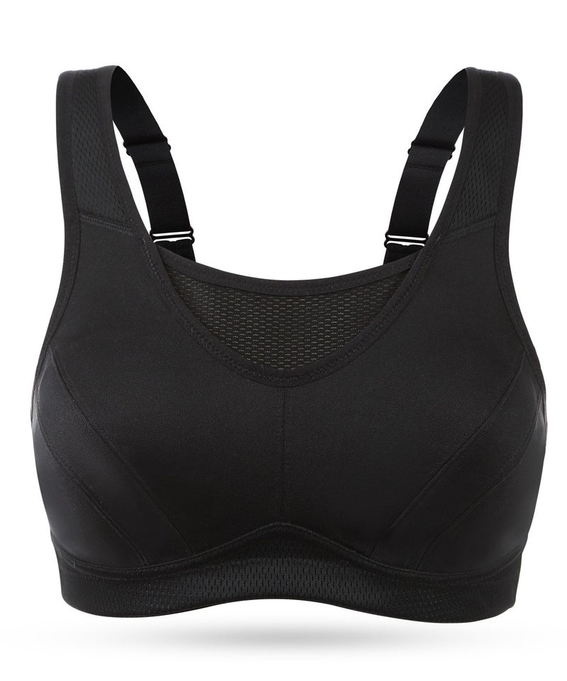Wingslove Women's Full Coverage High Impact Wirefree Workout Non Padded Sports Bra Bounce Control (Black,40DD) - Image 4