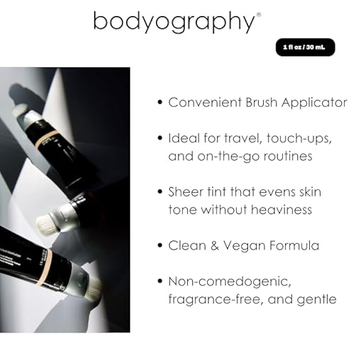 Bodyography Sun Defense Tinted Moisturizer, 1.5 oz | Lightweight SPF Tint with Hyaluronic Acid & Mineral Pigments | Hydrating, Vegan Sheer Coverage for All Skin Types, Light - Image 4