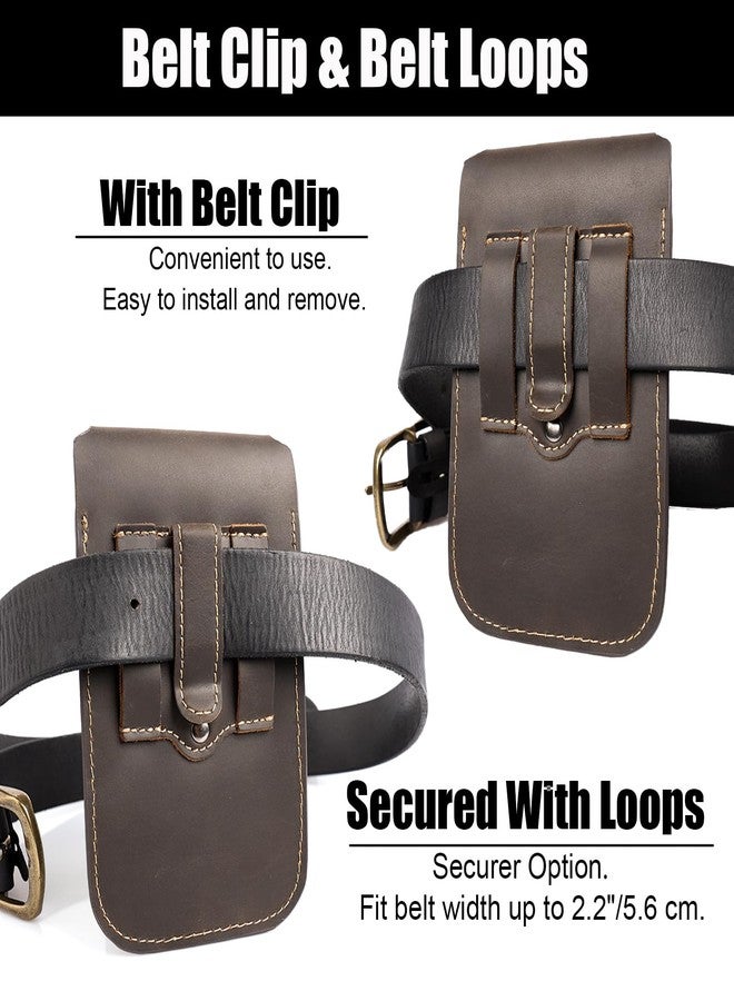 Topstache Leather Phone Holster with Belt Clip,Flip Cell Phone Pouch for iPhone 14/13 Pro Max,S23 Plus Belt Clip Phone Case,Universal Smartphone Sheath,XL,Darkbrown - Image 5