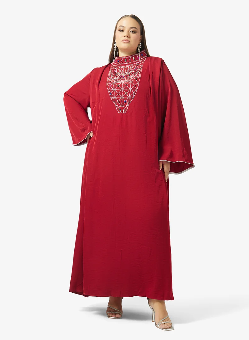 خزانة Plus Size Embroidered Jalabiya