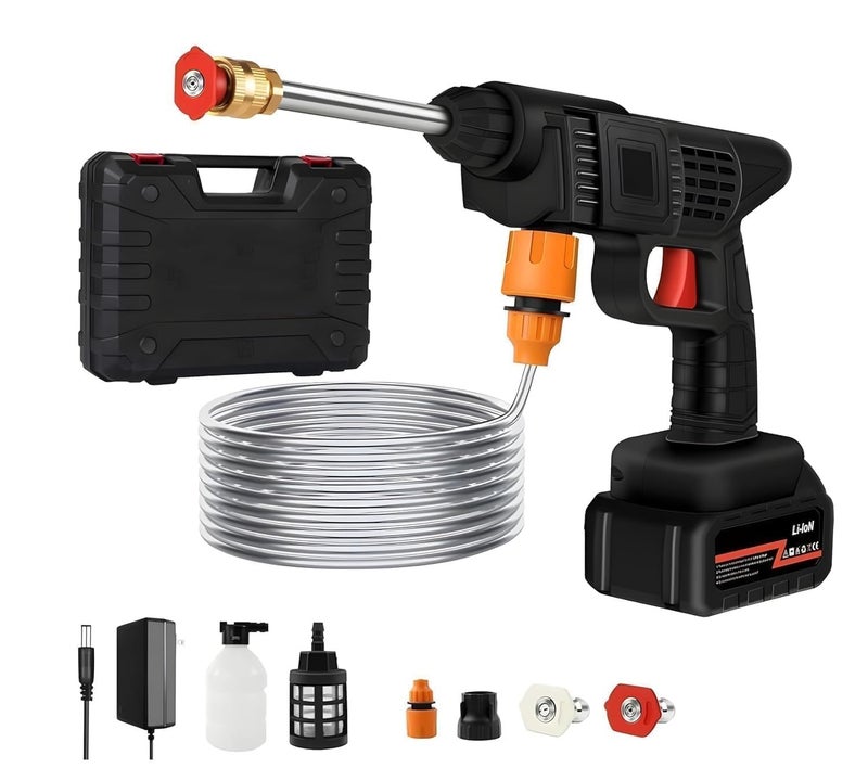SHOPOBOX 48V Portable Rechargeable Battery12000mah Cordless Gun Cordless Power Washer Gun | Handheld Pressure Washer for Car Floor Cleaning Car Washer Gun (Single Battery) - Image 1