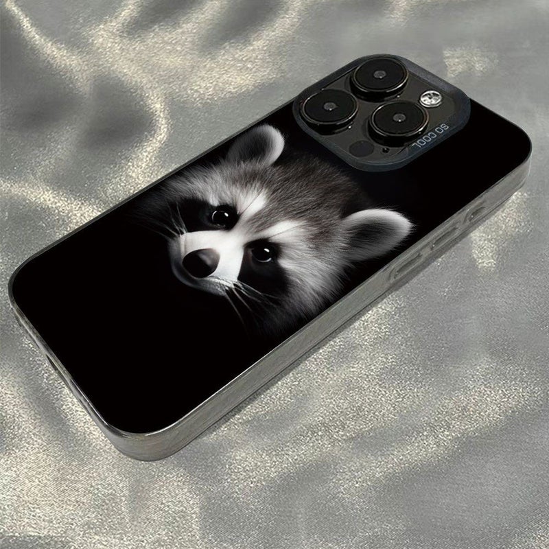 حافظة هاتف متوافقة مع iPhone 11 Pro متعددة الألوان بتصميم ظريف لراكون بنمط غامق، هدية مثالية - Image 4