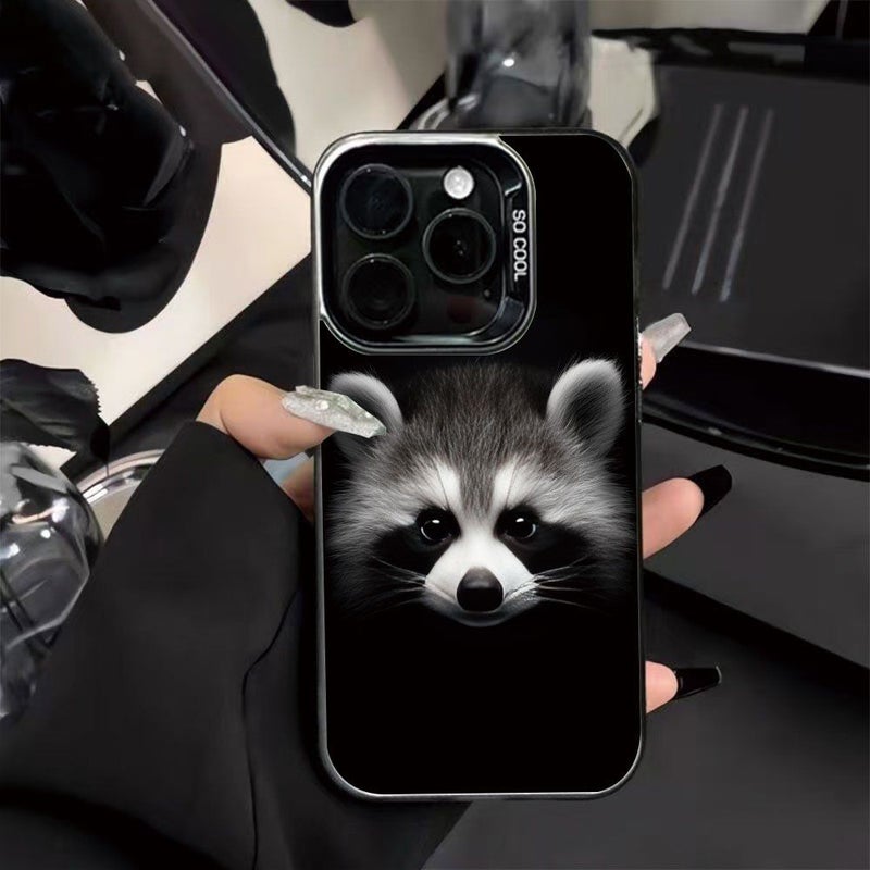 حافظة هاتف متوافقة مع iPhone 11 Pro متعددة الألوان بتصميم ظريف لراكون بنمط غامق، هدية مثالية - Image 5