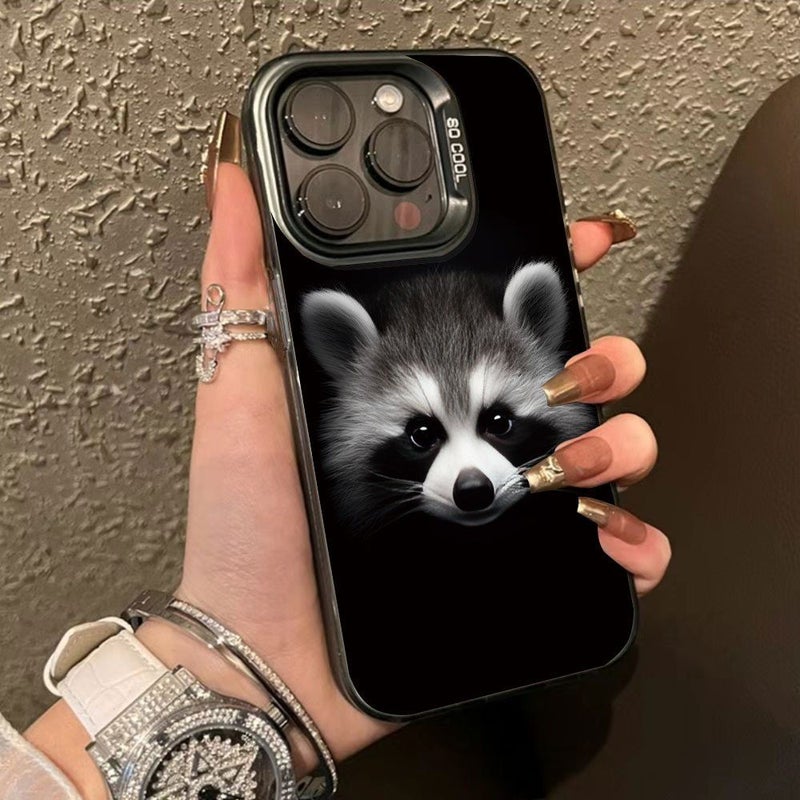 حافظة هاتف متوافقة مع iPhone 11 Pro متعددة الألوان بتصميم ظريف لراكون بنمط غامق، هدية مثالية - Image 1