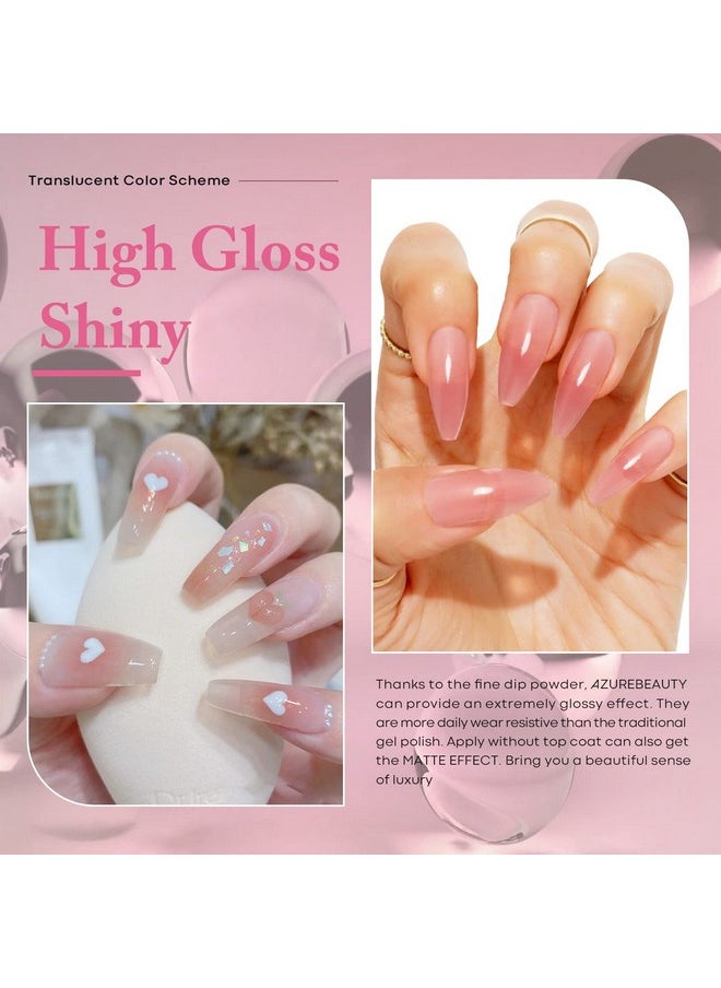AZUREBEAUTY - AZUREBEAUTY Dip Powder Set 6 Pcs Translucent Nude Pink Sheer Color, Natural Clear Dipping Powder Milky Jelly Effect French Nail Art Starter Manicure Salon DIY at Home - Image 1