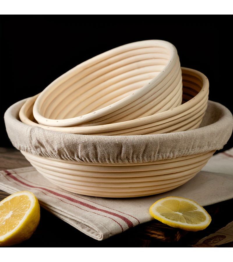 1 Piece White 7.87 Inch Round Rattan Bread Proving Basket With Liner For Sourdough Baking Fermenting Multi Purpose Food Safe Kitchen Tool Gift For Christmas Easter Thanksgiving Mothers Day Fathers Day - Image 1