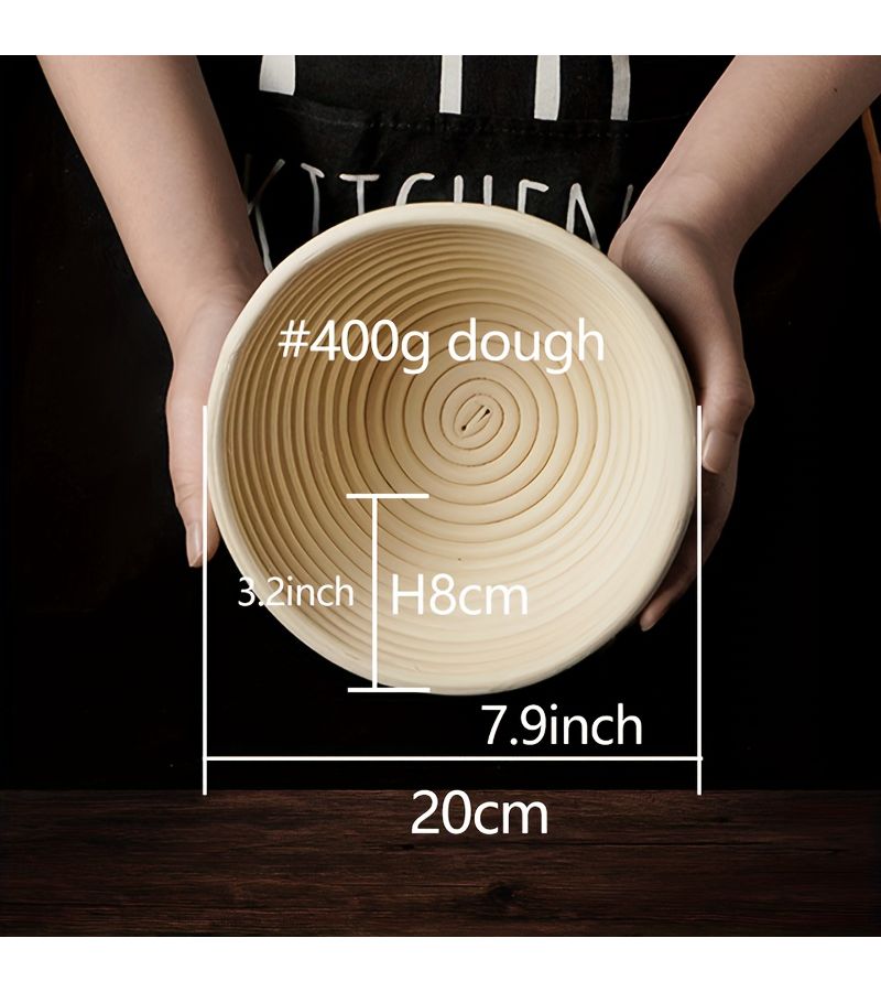 1 Piece White 7.87 Inch Round Rattan Bread Proving Basket With Liner For Sourdough Baking Fermenting Multi Purpose Food Safe Kitchen Tool Gift For Christmas Easter Thanksgiving Mothers Day Fathers Day - Image 4