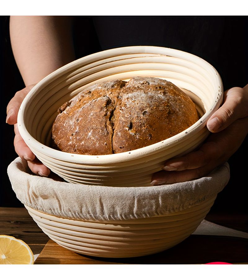 1 Piece White 7.87 Inch Round Rattan Bread Proving Basket With Liner For Sourdough Baking Fermenting Multi Purpose Food Safe Kitchen Tool Gift For Christmas Easter Thanksgiving Mothers Day Fathers Day - Image 2