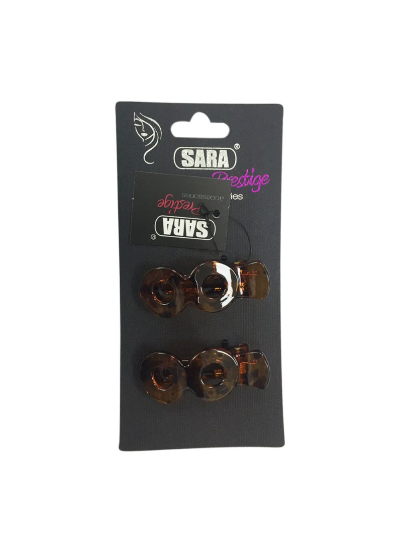 Sara 519313 Spotted Brown Hair Clip  1X2Pcs