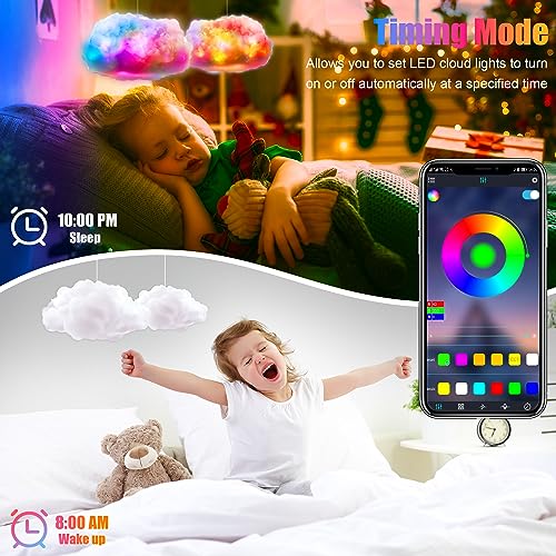 ViLSOM ضوء سحابة LED من فيلسوم، مصباح سحابة RGB مع تحكم عن بُعد IC وتحكم عبر التطبيق، أضواء رائعة تتزامن مع الموسيقى، أضواء LED متغيرة الألوان لغرفة النوم، السقف، للبالغين والأطفال، ديكور حديث للمنزل والغرفة - Image 5
