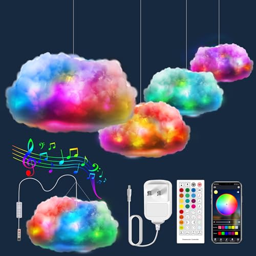 ViLSOM ضوء سحابة LED من فيلسوم، مصباح سحابة RGB مع تحكم عن بُعد IC وتحكم عبر التطبيق، أضواء رائعة تتزامن مع الموسيقى، أضواء LED متغيرة الألوان لغرفة النوم، السقف، للبالغين والأطفال، ديكور حديث للمنزل والغرفة - Image 1