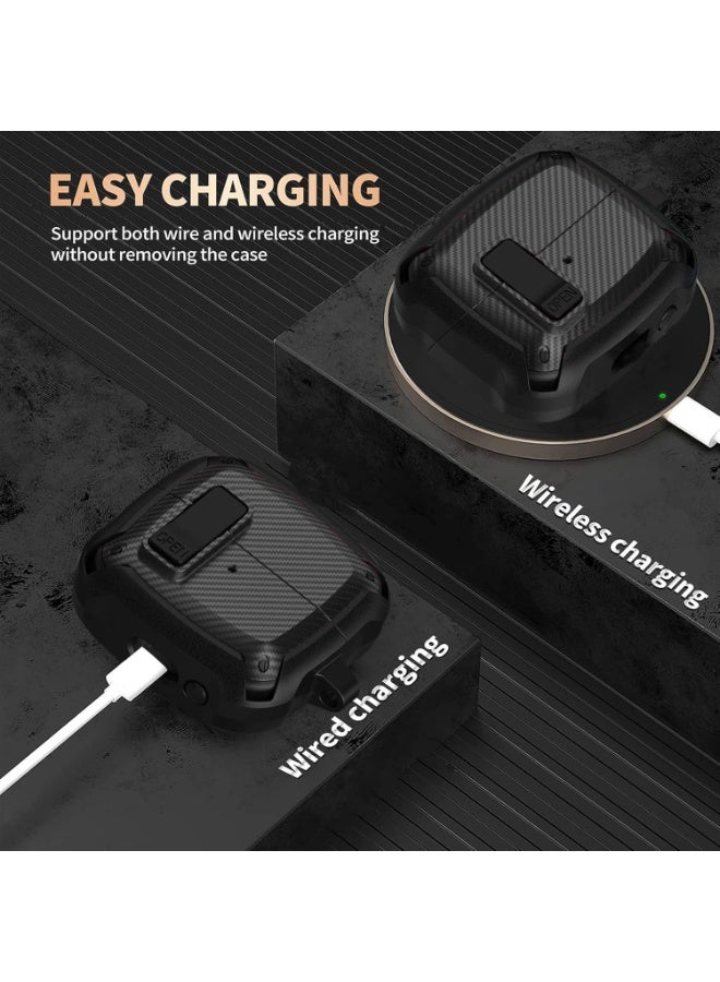 أنيوغرو حافظة Galaxy Buds 3 Pro/Buds 3 لحماية كاملة للجسم (مع قفل أمان)، مقاومة للصدمات والسقوط، غلاف حماية صلب مع قفل أمان ومجموعة تنظيف لممارسة الرياضة أثناء التنقل - Image 3