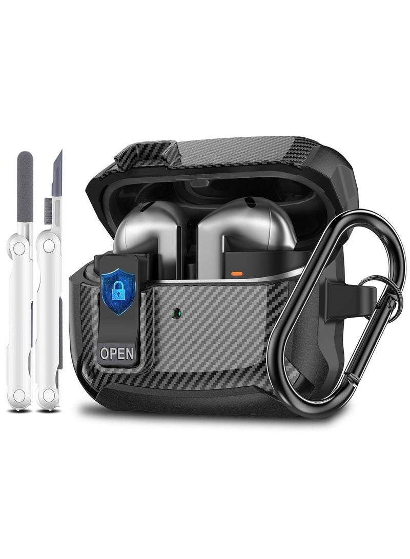 أنيوغرو حافظة Galaxy Buds 3 Pro/Buds 3 لحماية كاملة للجسم (مع قفل أمان)، مقاومة للصدمات والسقوط، غلاف حماية صلب مع قفل أمان ومجموعة تنظيف لممارسة الرياضة أثناء التنقل - Image 1