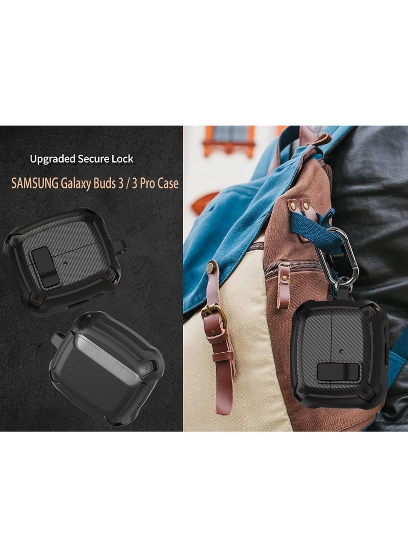 أنيوغرو حافظة Galaxy Buds 3 Pro/Buds 3 لحماية كاملة للجسم (مع قفل أمان)، مقاومة للصدمات والسقوط، غلاف حماية صلب مع قفل أمان ومجموعة تنظيف لممارسة الرياضة أثناء التنقل - Image 4